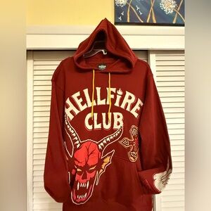 Netflix Stranger Things Hellfire Club Red Hoodie Sweatshirt Men’s Sz M NEW